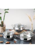 Gülsan Gizem Inox 6 Parça Paslanmaz Çelik Tencere Seti 18-20-22cm