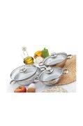 Gülsan Dide 6 Parça Paslanmaz Çelik Omlet Set CAM Kapak 16-18-20cm