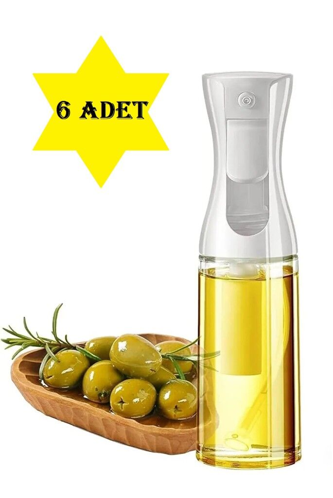 6'lı Cam Sprey 230ml Yağlık Air Fryer Fritöz Yağ Püskürtücü Beyaz Eco Set