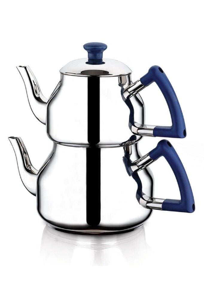 Özkent Marmaris Mega Boy 4,9 Lt Paslanmaz Çelik Çaydanlık Mavi K316