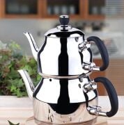 Özkent Symbol Mega Boy 4,9 Lt Paslanmaz Çelik Çaydanlık Siyah K334