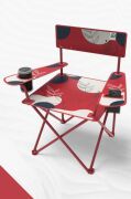 Qufi Desenli Katlanır Kamp Piknik Sandalyesi Rejisör Koltuğu Kırmızı