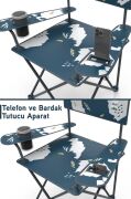 Qufi Desenli Katlanır Kamp Piknik Sandalyesi Rejisör Koltuğu Mavi
