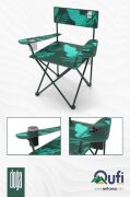 Qufi Desenli Katlanır Kamp Piknik Sandalyesi Rejisör Koltuğu Yeşil