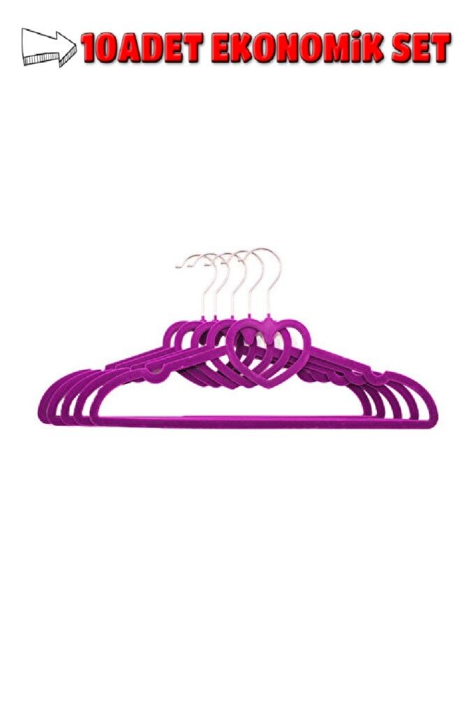 10 Adet Premium Kadife Pantolon Elbise Askısı Yüksek Kalite Mor MH01