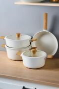 Danish Cook Beige İndüksiyon Tabanlı 7 Parça Tencere Seti Ahşap Saplı 1302