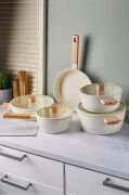 Cookwood Beige 9 Parça Tencere Tava Seti Indüksiyon Tabanlı Ahşap Saplı 18081