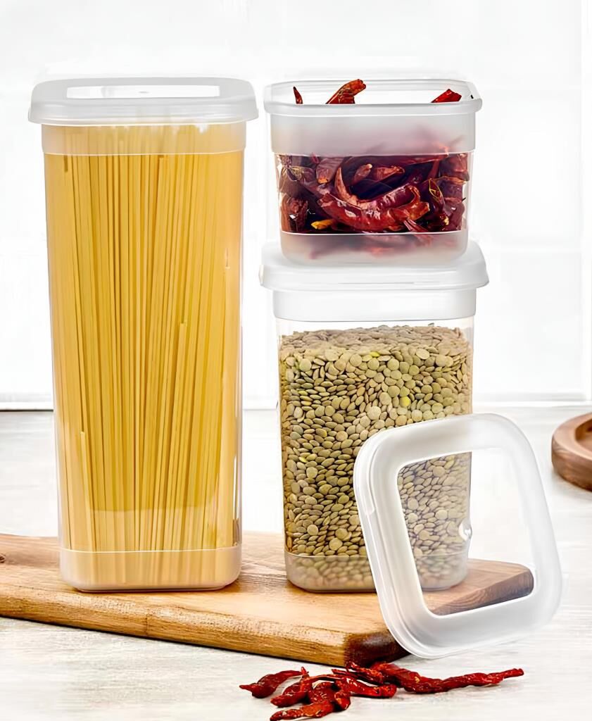 Kapris 3 Lü Erzak Kabı Saklama Kabı Beyaz (1700Ml+1100Ml+500Ml )