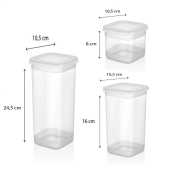 Kapris 3 Lü Erzak Kabı Saklama Kabı Beyaz (1700Ml+1100Ml+500Ml )