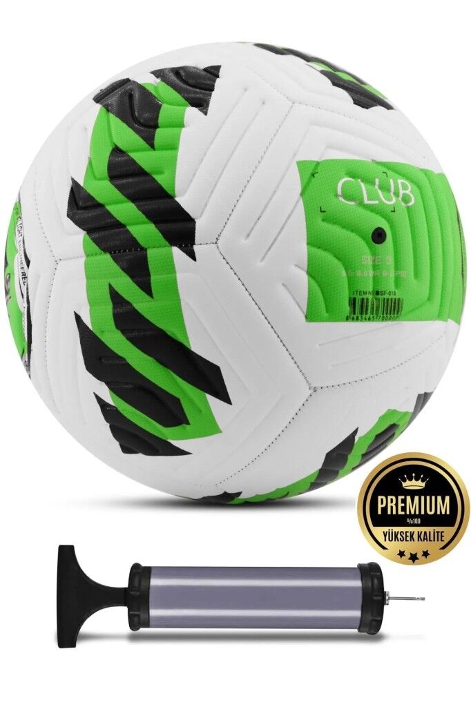 Yeşil Yeni Desenli Futbol Topu 4 Astarlı No:5 480 Gr + Pompa Hediyeli X507