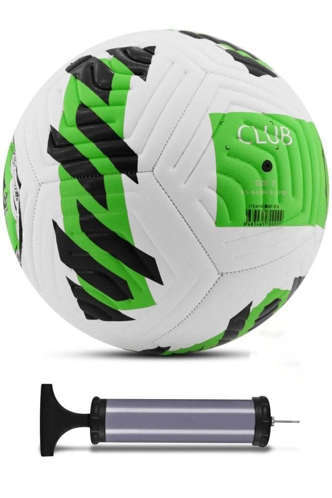 Yeşil Yeni Desenli Futbol Topu 4 Astarlı No:5 480 Gr + Pompa Hediyeli X507