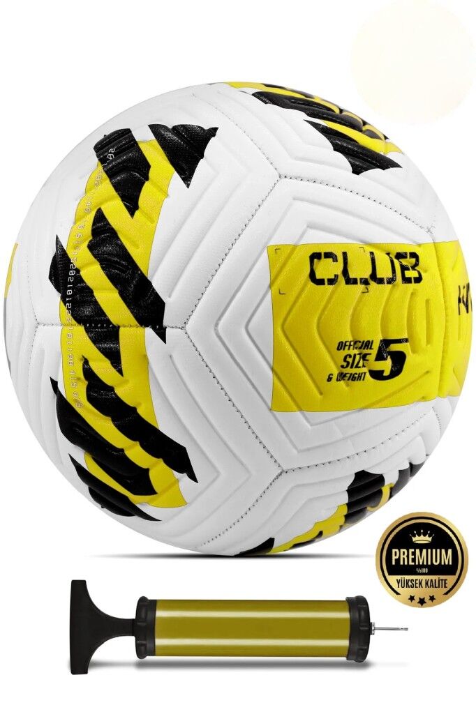 Sarı Yeni Desenli Futbol Topu 4 Astarlı No:5 480 Gr + Pompa Hediyeli X507