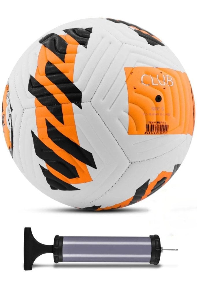 Turuncu Yeni Desenli Futbol Topu 4 Astarlı No:5 480 Gr + Pompa Hediyeli X507