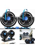 12 Volt Araç Içi Torpido Üstü Çift Fanlı Oto Vantilatör 360° Dönebilir 0607