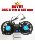 12 Volt Araç Içi Torpido Üstü Çift Fanlı Oto Vantilatör 360° Dönebilir 0607
