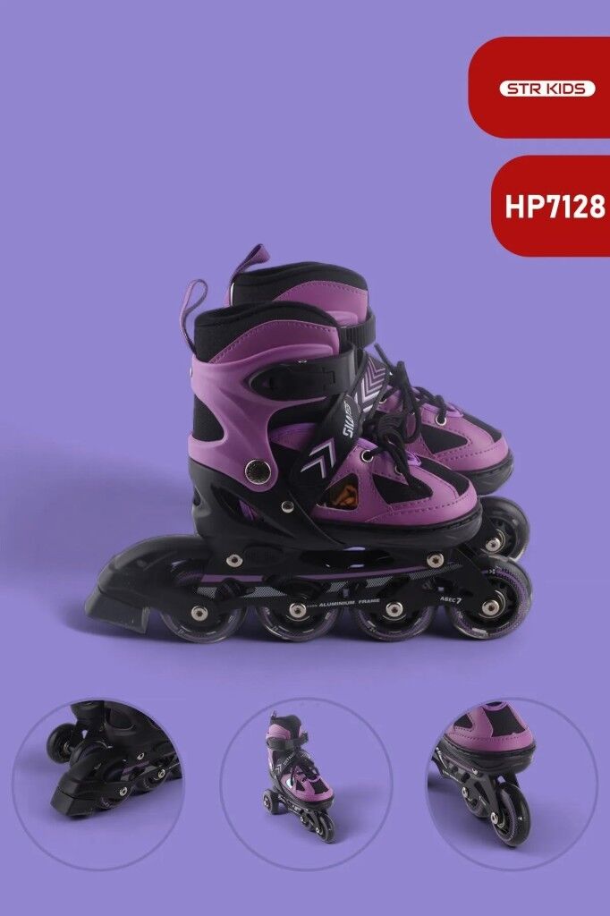 Vadi Mor Silikon Tekerli Ayarlanabilir Işıklı Paten L 39-42 HP7128