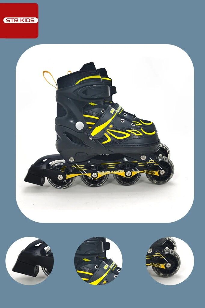 Vadi Sarı Silikon Tekerli Ayarlanabilir Işıklı Paten S 31-34 HP7128