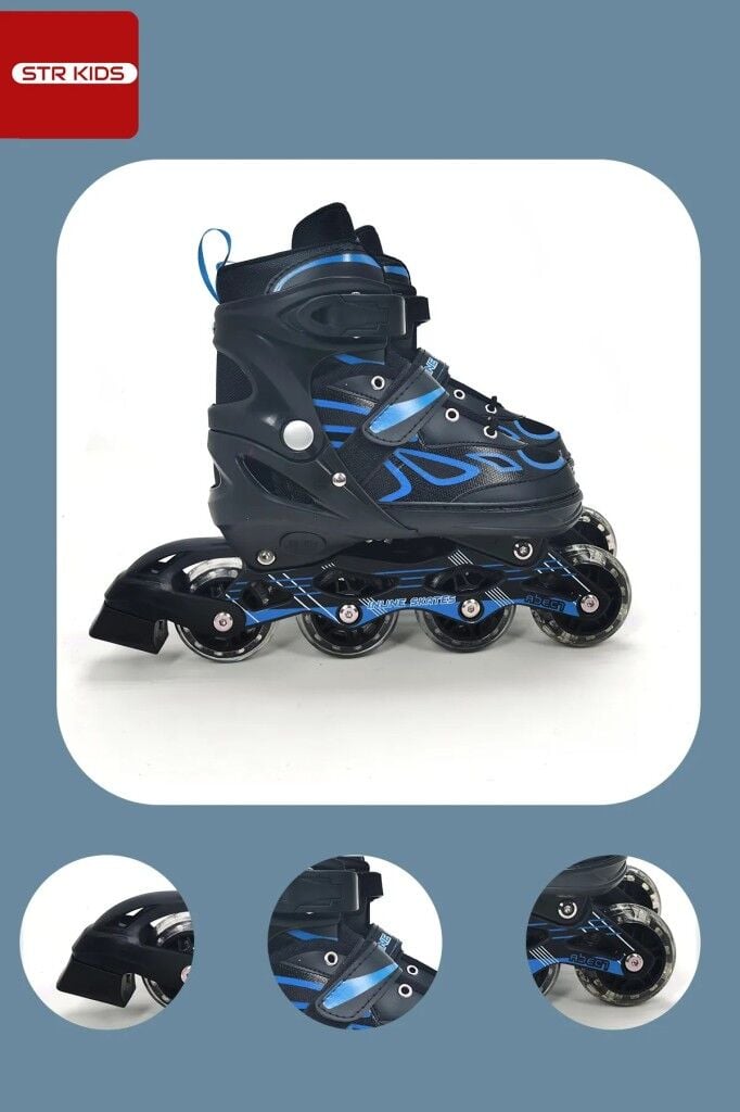 Vadi Mavi Silikon Tekerli Ayarlanabilir Işıklı Paten S 31-34 HP7128