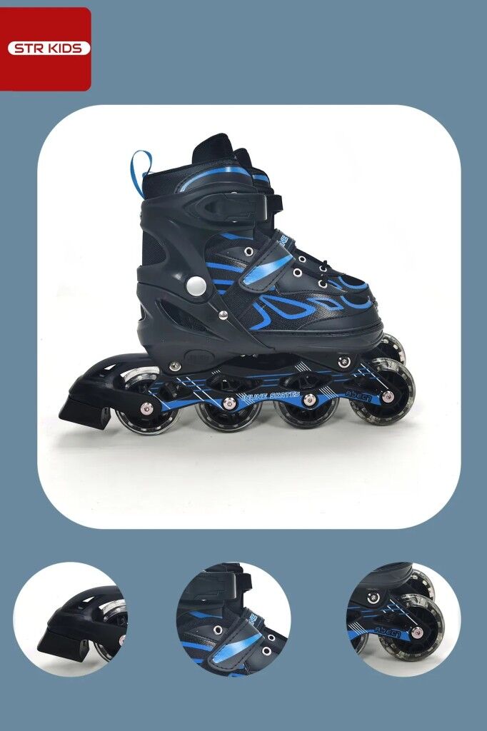 Vadi Mavi Silikon Tekerli Ayarlanabilir Işıklı Paten S 31-34 HP7128