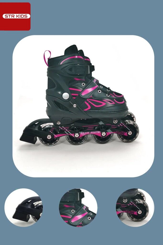 Vadi Pembe Silikon Tekerli Ayarlanabilir Işıklı Paten S 31-34 HP7128