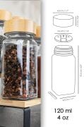 12’li Bambu Kapaklı Kare Cam Baharatlık Seti 120ml 16 Adet Etiket Hediye 9008