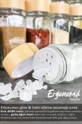12’li Bambu Kapaklı Kare Cam Baharatlık Seti 120ml 16 Adet Etiket Hediye 9008