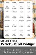 12’li Bambu Kapaklı Kare Cam Baharatlık Seti 120ml 16 Adet Etiket Hediye 9008