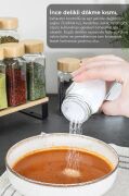 12’li Bambu Kapaklı Kare Cam Baharatlık Seti 120ml 16 Adet Etiket Hediye 9008