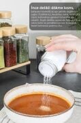 12’li Bambu Kapaklı Kare Cam Baharatlık Seti 120ml 16 Adet Etiket Hediye 9008