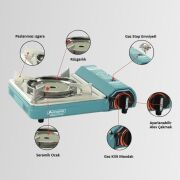 Orcamp Pro Seramik Portatif Kamp Ocağı Mavi CK-508 + 4 Ad 227gr Gaz