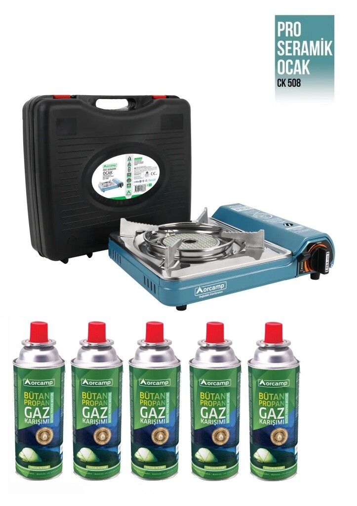 Orcamp Pro Seramik Portatif Kamp Ocağı Mavi CK-508 + 5 Ad 227gr Gaz