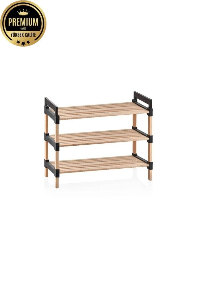 Bienwood Bıe 9000 3 Katlı Doğal Masif Ahşap Ayakkabılık