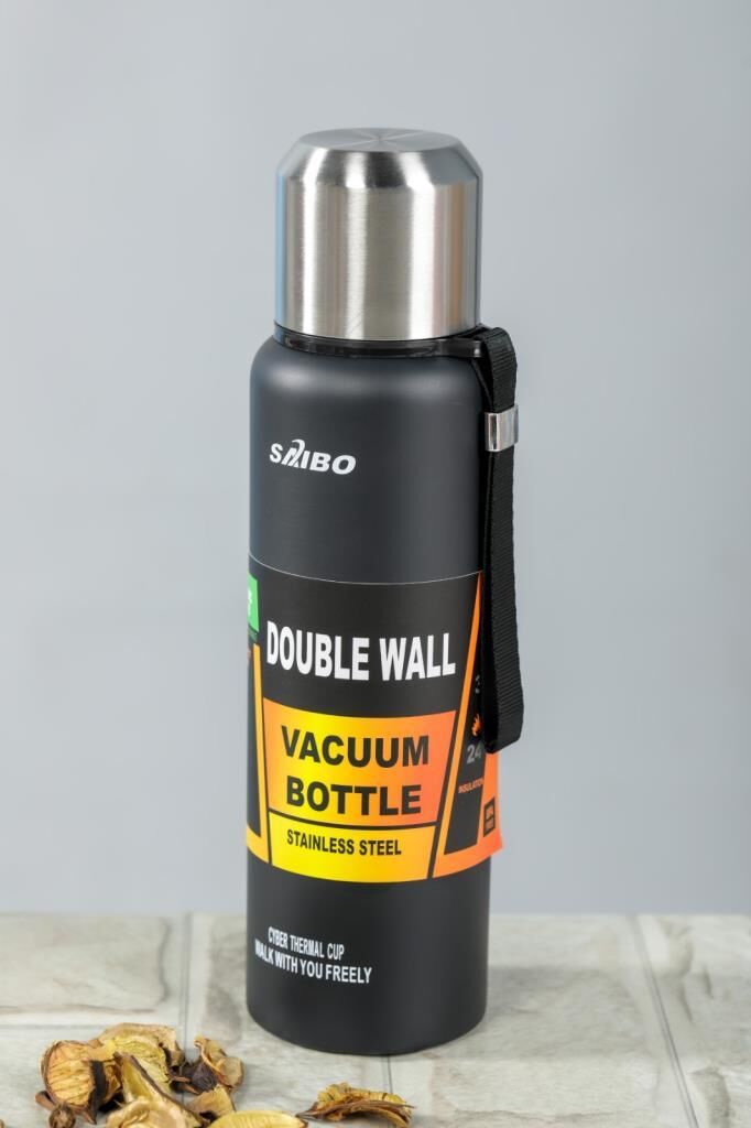 Kapris Saıbo 1 Litre Çift Katlı Çelik Termos Siyah