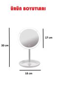 Işıklı Dokunmatik Makyaj Aynası Pembe & Beyaz 3 Kademeli Işık Ayarı 360° 10669