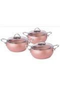 Özkent Granit Rose 3 Lü Güveç Set Gümüş Kulp K543