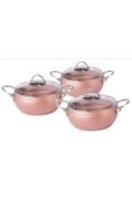 Özkent Granit Rose 3 Lü Güveç Set Gümüş Kulp K543