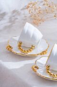 Acar Daısy 6 Kişilik Porselen Kahve Fincan Takımı Gold 7515