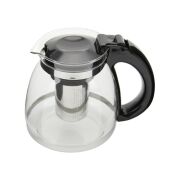 Kapris Isıya Dayanıklı Cam Demlik Süzgeçli Bitki Demliği 1500ml Siyah