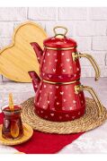 Bambum Pera Love Emaye Çaydanlık Takımı Kırmızı B5761