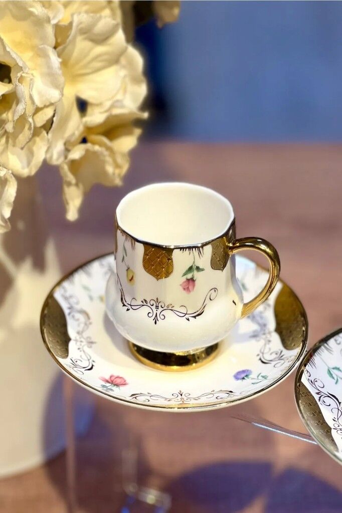 Acar Osiris 6 Kişilik Porselen Kahve Fincanı Takımı Desen1 6806