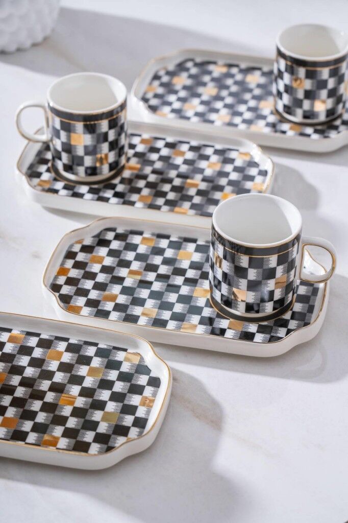 Acar Skye 6 Kişilik Porselen Kahve Fincanı Takımı Siyah 6904