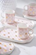 Acar Skye 6 Kişilik Porselen Kahve Fincanı Takımı Pembe 6904