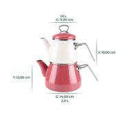 Bambum Lumino 7228 Metal Kulplu Emaye Çaydanlık Takımı Pembe