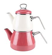 Bambum Lumino 7228 Metal Kulplu Emaye Çaydanlık Takımı Pembe