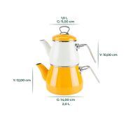 Bambum Lumino 7231 Metal Kulplu Emaye Çaydanlık Takımı Hardal