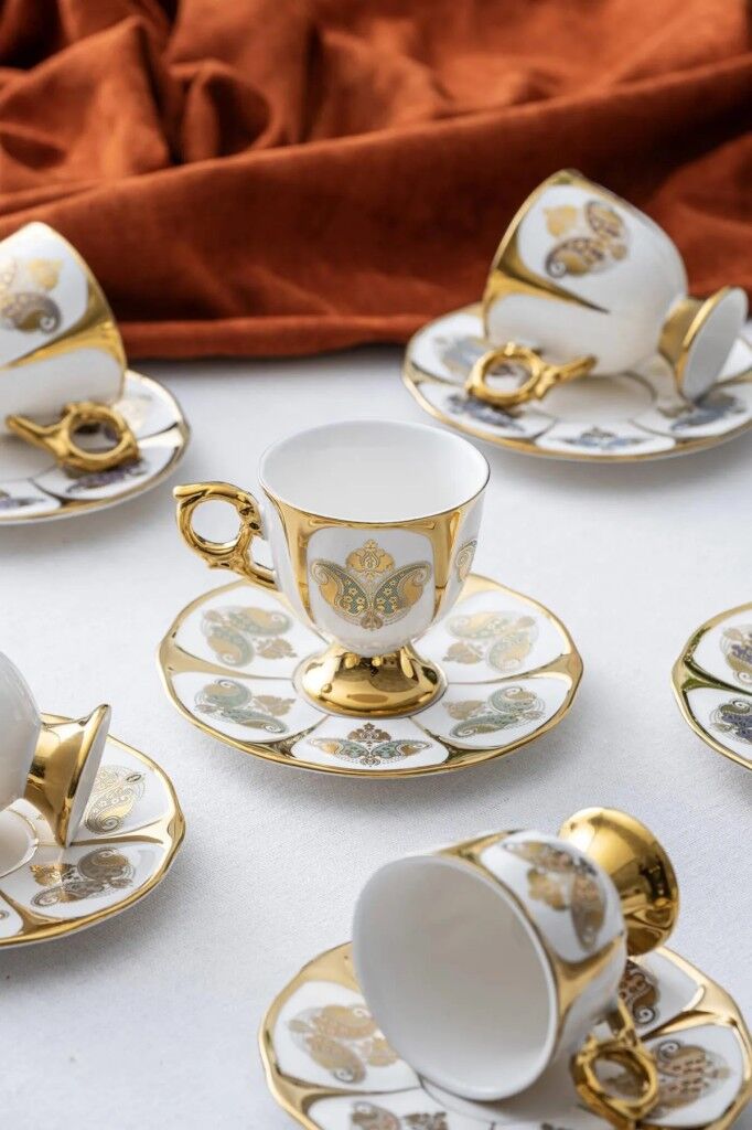 Acar Reina 6 Kişilik Porselen Kahve Fincanı Takımı 5913