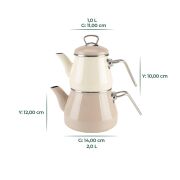 Bambum Lumino 7229 Metal Kulplu Emaye Çaydanlık Takımı Bej