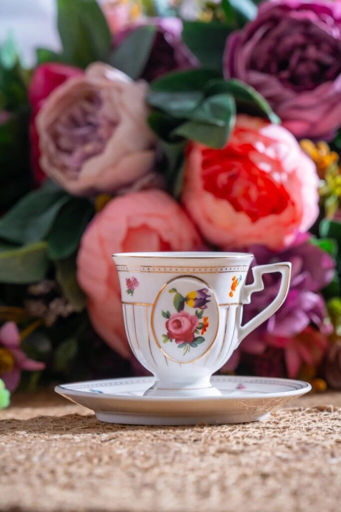 Acar Shirley 6 Kişilik Porselen Kahve Fincanı Takımı Desen2 6055