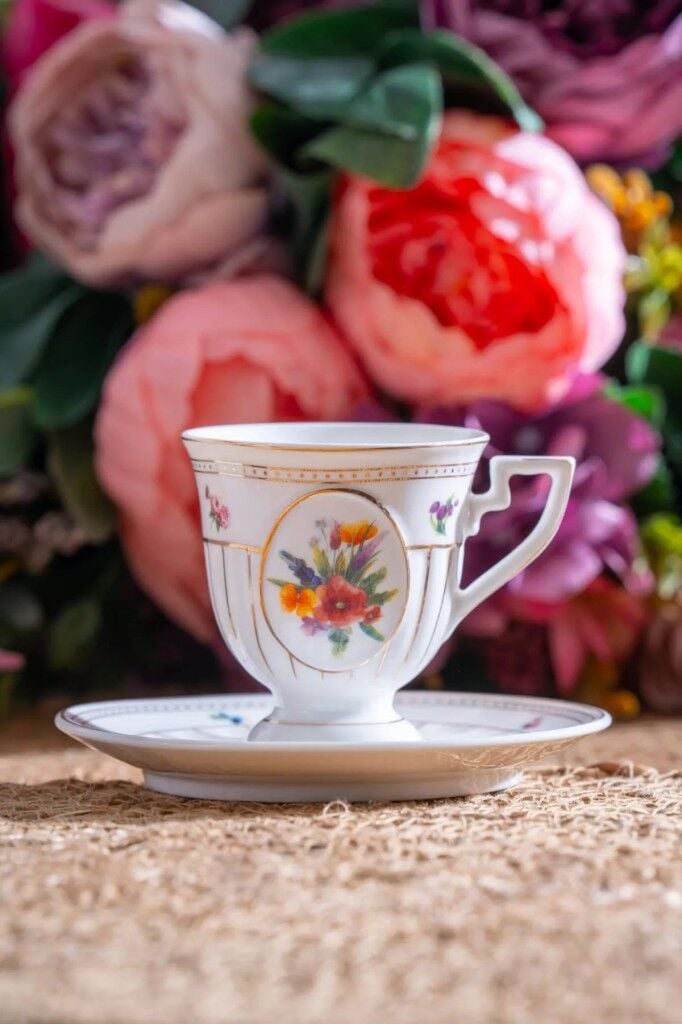 Acar Shirley 6 Kişilik Porselen Kahve Fincanı Takımı Desen1 6055