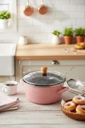 Bambum Lumino Emaye Kızartma Tencere 22 Cm Pembe B7697